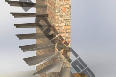 Escalier demi tournant sans limon apparent