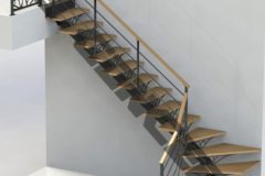 Escalier débillardé balancé quart de tour avec garde corps